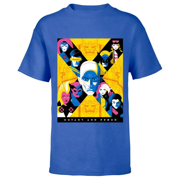 Marvel X-Men Super Heroes Illustration Mutant and Proud - Short Sleeve T-Shirt for Kids – Customized-Royal