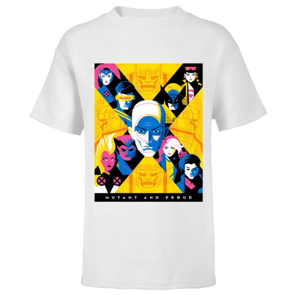 Marvel X-Men Super Heroes Illustration Mutant and Proud - Short Sleeve T-Shirt for Kids – Customized-White