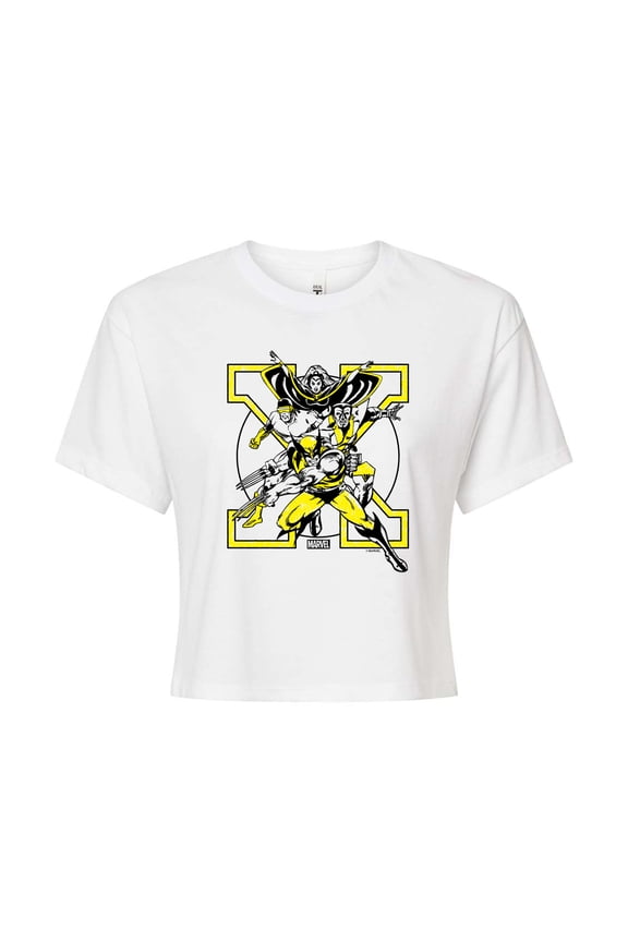 X-Men - Team Sketch - Juniors Cropped Graphic T-Shirt