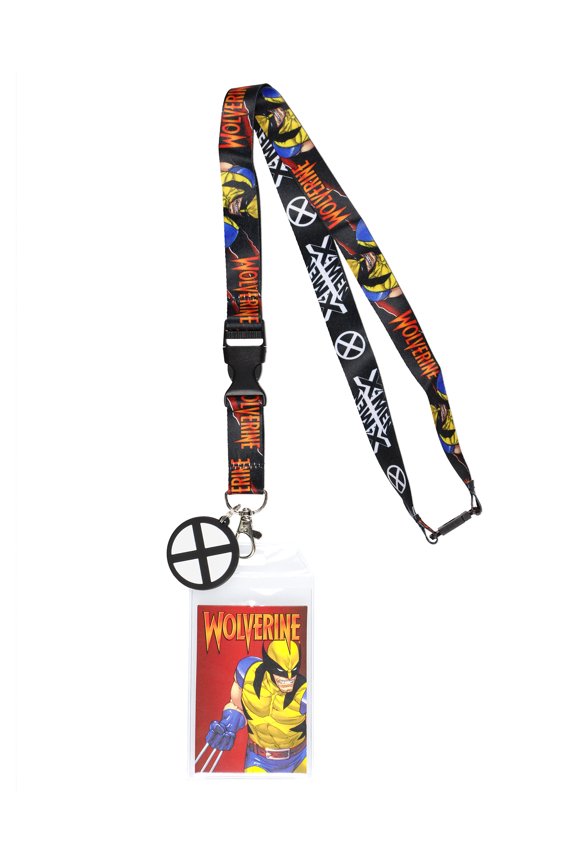 Marvel X-Men Wolverine Character Design Reversible Lanyard ID Badge Holder With Rubber Charm And Lobster Clasp