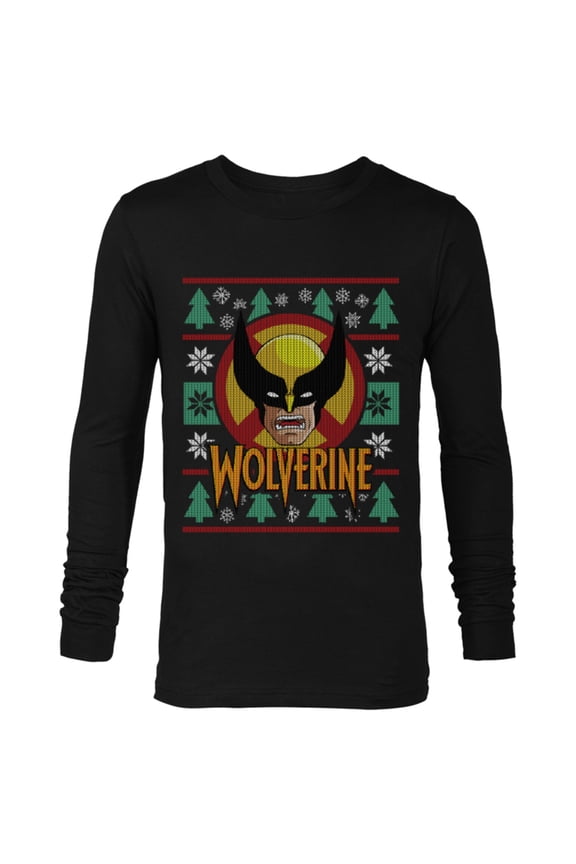 X-Men Wolverine Holiday Sweater - Long Sleeve T-Shirt for Men - Customized-Black