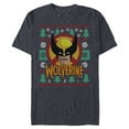 thumbnail image 1 of Marvel X-Men Wolverine Holiday Sweater - Short Sleeve Blended T-Shirt for Adults - Customized-Navy Heather, 1 of 5