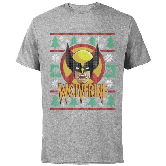 Marvel X-Men Wolverine Holiday Sweater - Short Sleeve Cotton T-Shirt for Adults - Customized-Athletic Heather