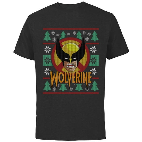 Marvel X-Men Wolverine Holiday Sweater - Short Sleeve Cotton T-Shirt for Adults - Customized-Black