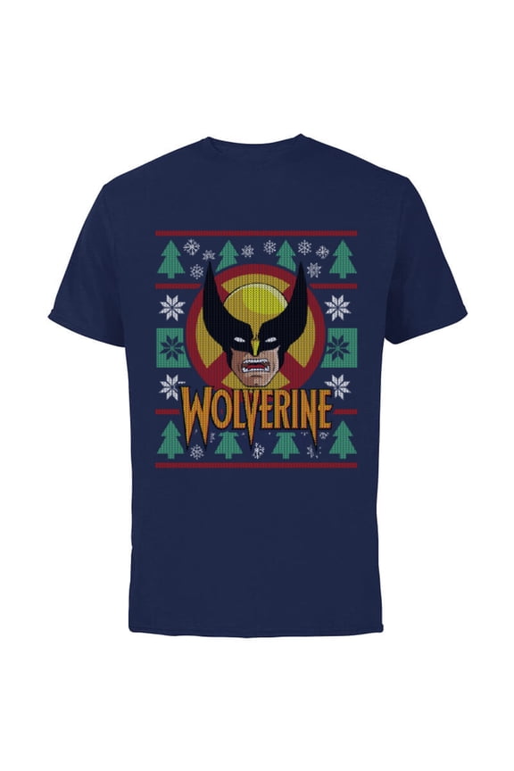 X-Men Wolverine Holiday Sweater - Short Sleeve Cotton T-Shirt for Adults - Customized-Navy