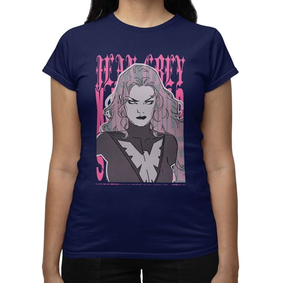 Marvel X-Men Women's Jean Grey Dark Phoenix T-Shirt (Iris Navy, S-XXL)