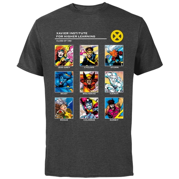 Marvel X-Men Xavier Institute 90s - Short Sleeve Cotton T-Shirt for Adults - Customized-Charcoal