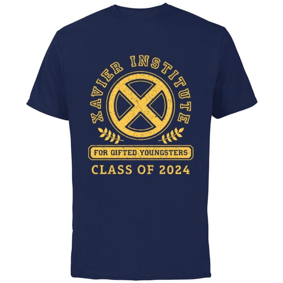 Marvel X-Men Xavier Institute Class of 2024 Grad Graduation - Short Sleeve Cotton T-Shirt for Adults - Customized-Navy
