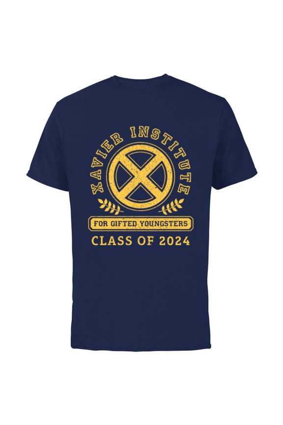 X-Men Xavier Institute Class of 2024 Grad Graduation - Short Sleeve Cotton T-Shirt for Adults - Customized-Navy