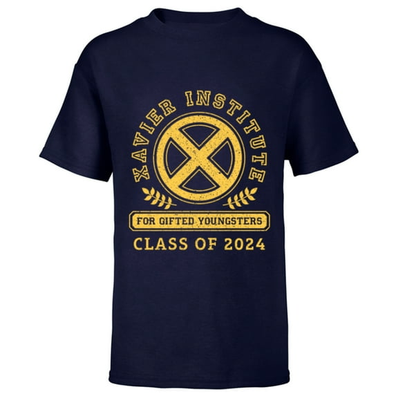 Marvel X-Men Xavier Institute Class of 2024 Grad Graduation - Short Sleeve T-Shirt for Kids - Customized-Navy
