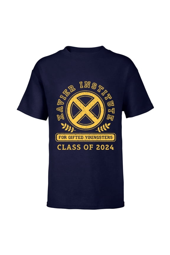 X-Men Xavier Institute Class of 2024 Grad Graduation - Short Sleeve T-Shirt for Kids - Customized-Navy