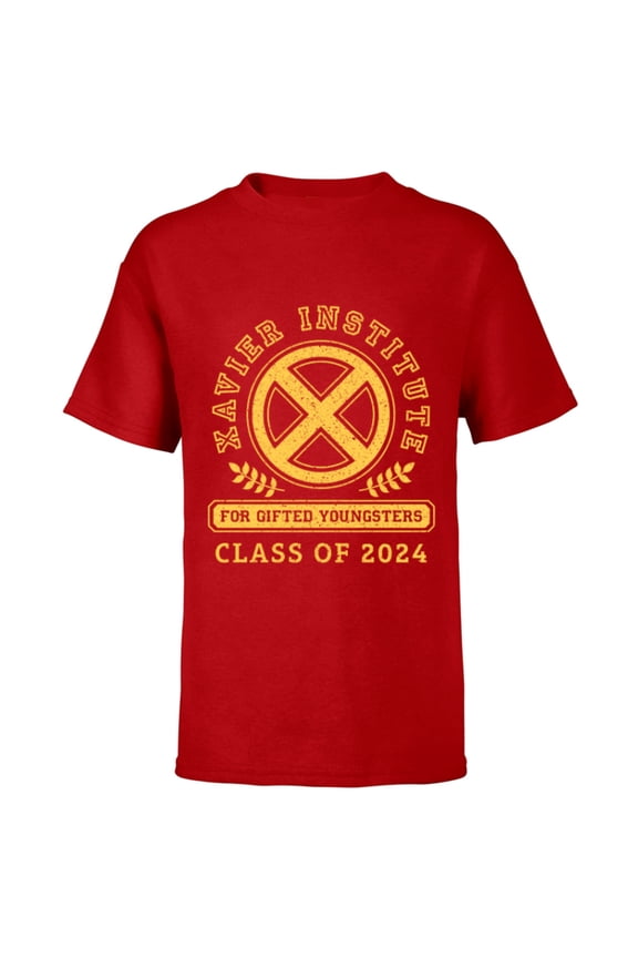 X-Men Xavier Institute Class of 2024 Grad Graduation - Short Sleeve T-Shirt for Kids - Customized-Red