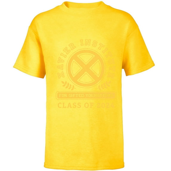Marvel X-Men Xavier Institute Class of 2024 Grad Graduation - Short Sleeve T-Shirt for Kids - Customized-Yellow