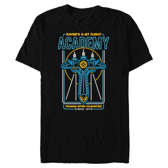 Marvel X-Men Xavier's X-Jet Flight Academy Neon - Short Sleeve Blended T-Shirt for Adults - Customized-Black