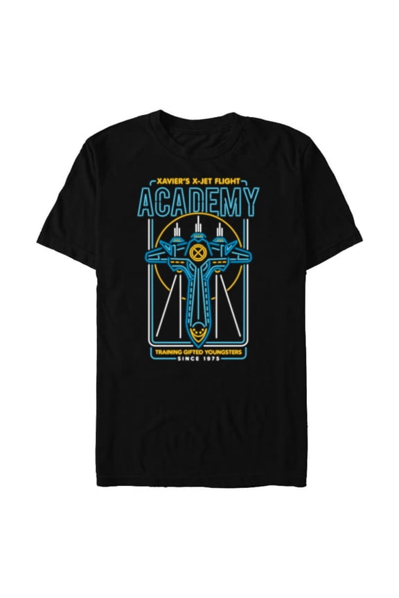 X-Men Xavier's X-Jet Flight Academy Neon - Short Sleeve Blended T-Shirt for Adults - Customized-Black