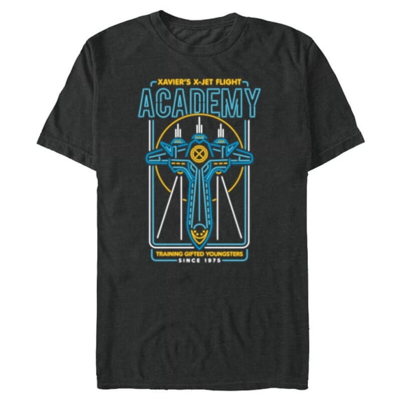 Marvel X-Men Xavier's X-Jet Flight Academy Neon - Short Sleeve Blended T-Shirt for Adults - Customized-Dark Heather