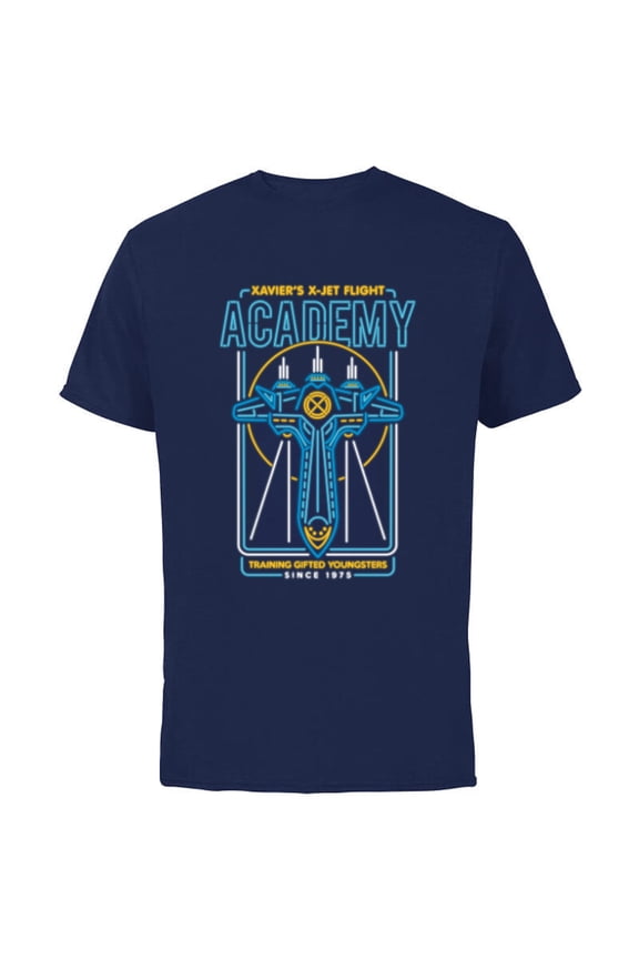 X-Men Xavier's X-Jet Flight Academy Neon - Short Sleeve Cotton T-Shirt for Adults - Customized-Navy