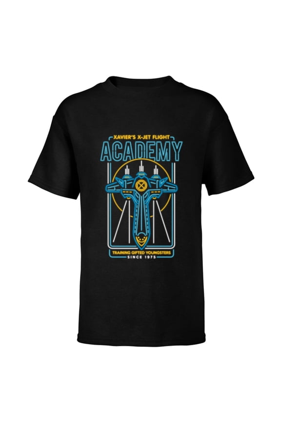 X-Men Xavier's X-Jet Flight Academy Neon - Short Sleeve T-Shirt for Kids - Customized-Black