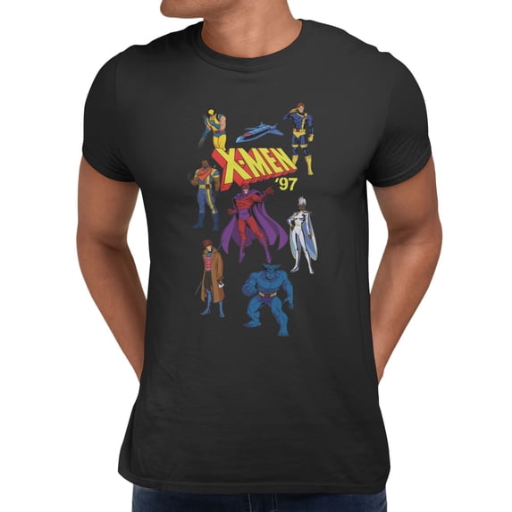 Marvel X-men 97 D+ Mutant Team Heroes Retro Men's T Shirt (Black, S-XXXL)