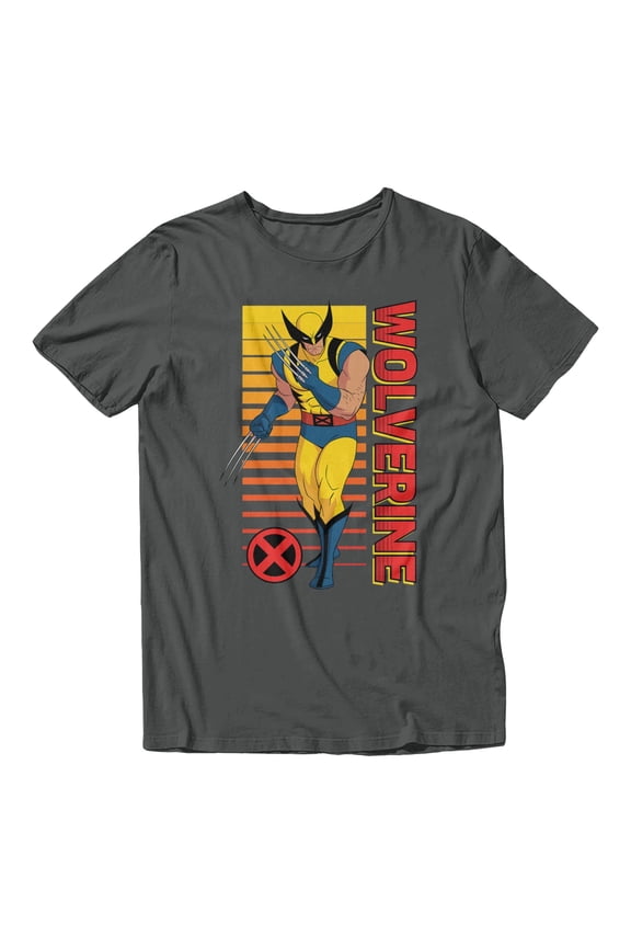 X-men 97 D+ Wolverine Logan Mutant Retro Men's T Shirt (Charcoal, S-XXXL)