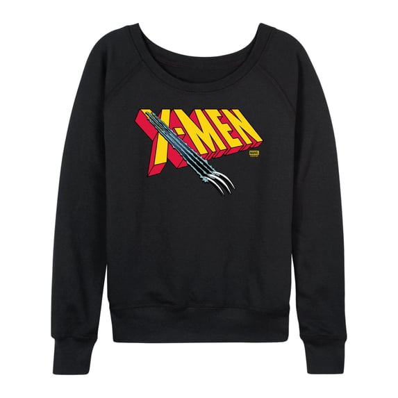 X-Men - Xmen Claw Rip Lightweight French Terry Wide Neck Long Sleeve Graphic Shirt