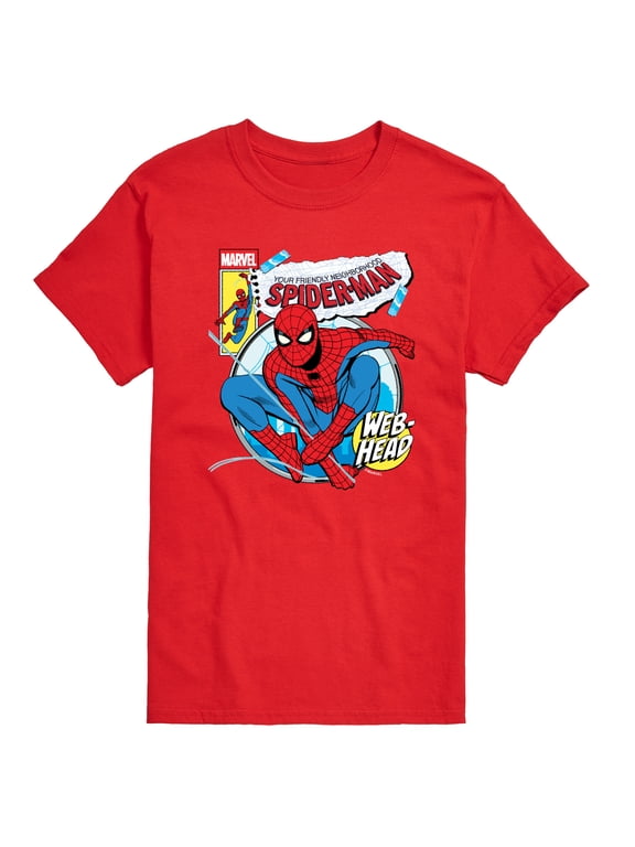 - Friendly Neighborhood Spider-Man Comic Book Cover Men's Short Sleeve Graphic T-Shirt
