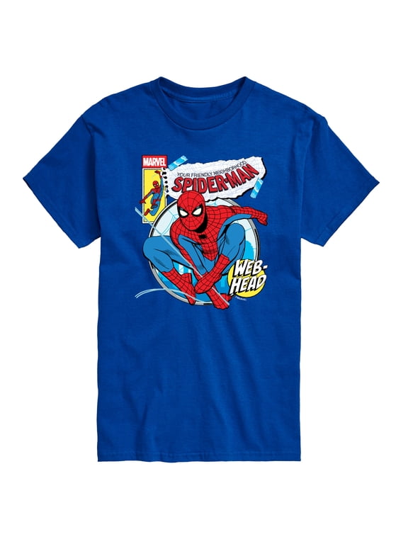 - Friendly Neighborhood Spider-Man Comic Book Cover Men's Short Sleeve Graphic T-Shirt