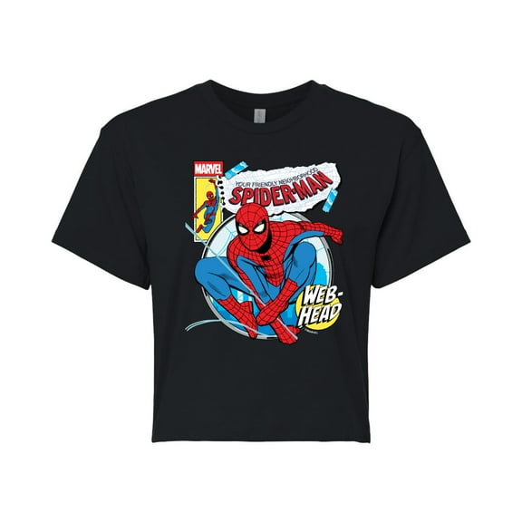 Marvel Your Friendly Neighborhood Spider-Man - Comic Book Cover - Juniors Cropped Graphic T-Shirt