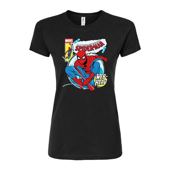 Marvel Your Friendly Neighborhood Spider-Man - Comic Book Cover - Juniors Fitted Graphic T-Shirt