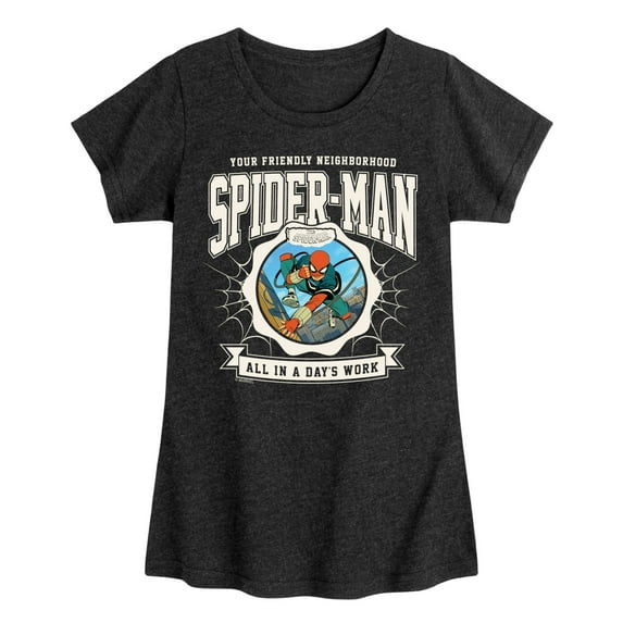 Marvel Your Friendly Neighborhood Spider-Man - Friendly Spidey Collegiate - Toddler And Youth Girls Fitted Short Sleeve Graphic T-Shirt