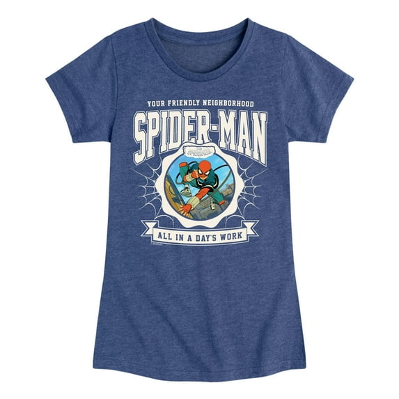 Marvel Your Friendly Neighborhood Spider-Man - Friendly Spidey Collegiate - Toddler And Youth Girls Fitted Short Sleeve Graphic T-Shirt