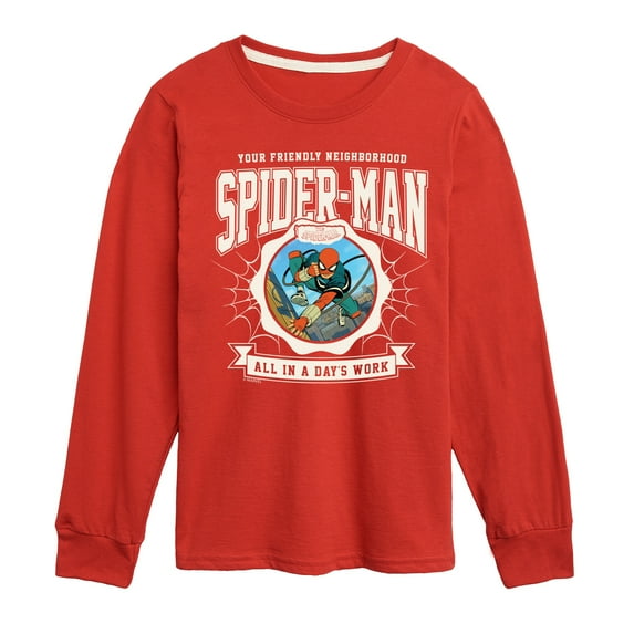 Marvel Your Friendly Neighborhood Spider-Man - Friendly Spidey Collegiate - Toddler And Youth Long Sleeve Graphic T-Shirt