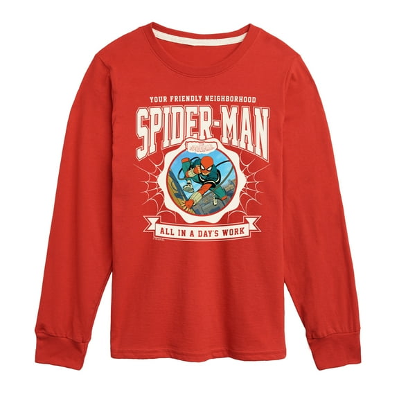 Marvel Your Friendly Neighborhood Spider-Man - Friendly Spidey Collegiate - Toddler And Youth Long Sleeve Graphic T-Shirt