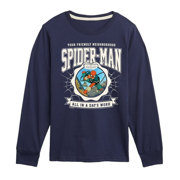 Marvel Your Friendly Neighborhood Spider-Man - Friendly Spidey Collegiate - Toddler And Youth Long Sleeve Graphic T-Shirt
