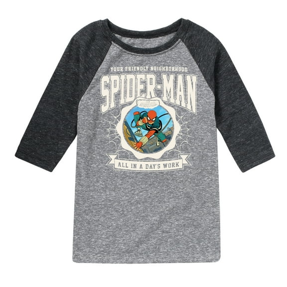 Marvel Your Friendly Neighborhood Spider-Man - Friendly Spidey Collegiate - Toddler And Youth Raglan