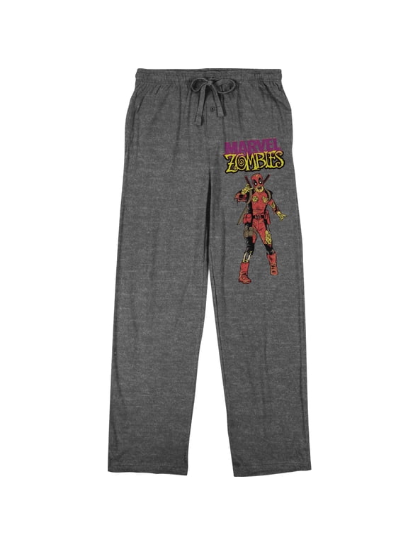 Marvel Zombies Deadpool Men's Heather Gray Sleep Pajama Pants-Large