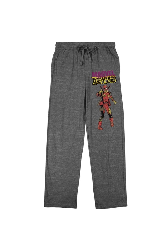 Marvel Zombies Deadpool Men's Heather Gray Sleep Pajama Pants-Medium