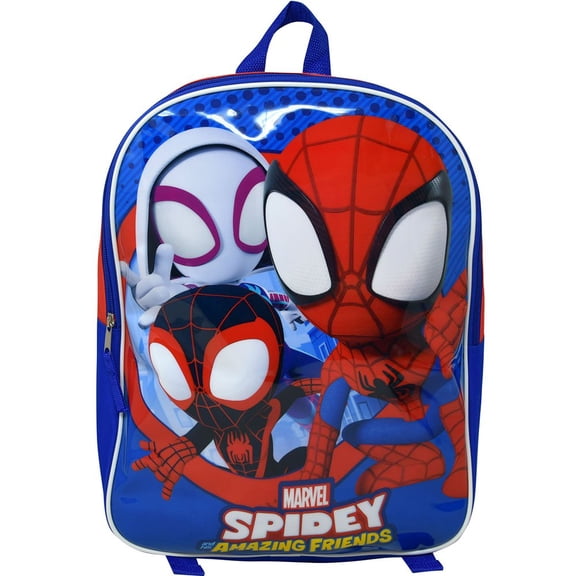 Marvel by Spidey & Friends Unisex Backpack Plain Front, Blue