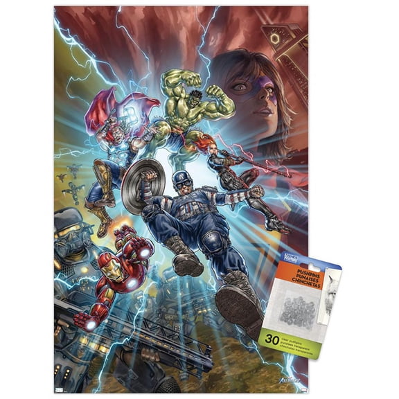 Marvel's Avengers - Battle Wall Poster with Push Pins, 14.725" x 22.375"