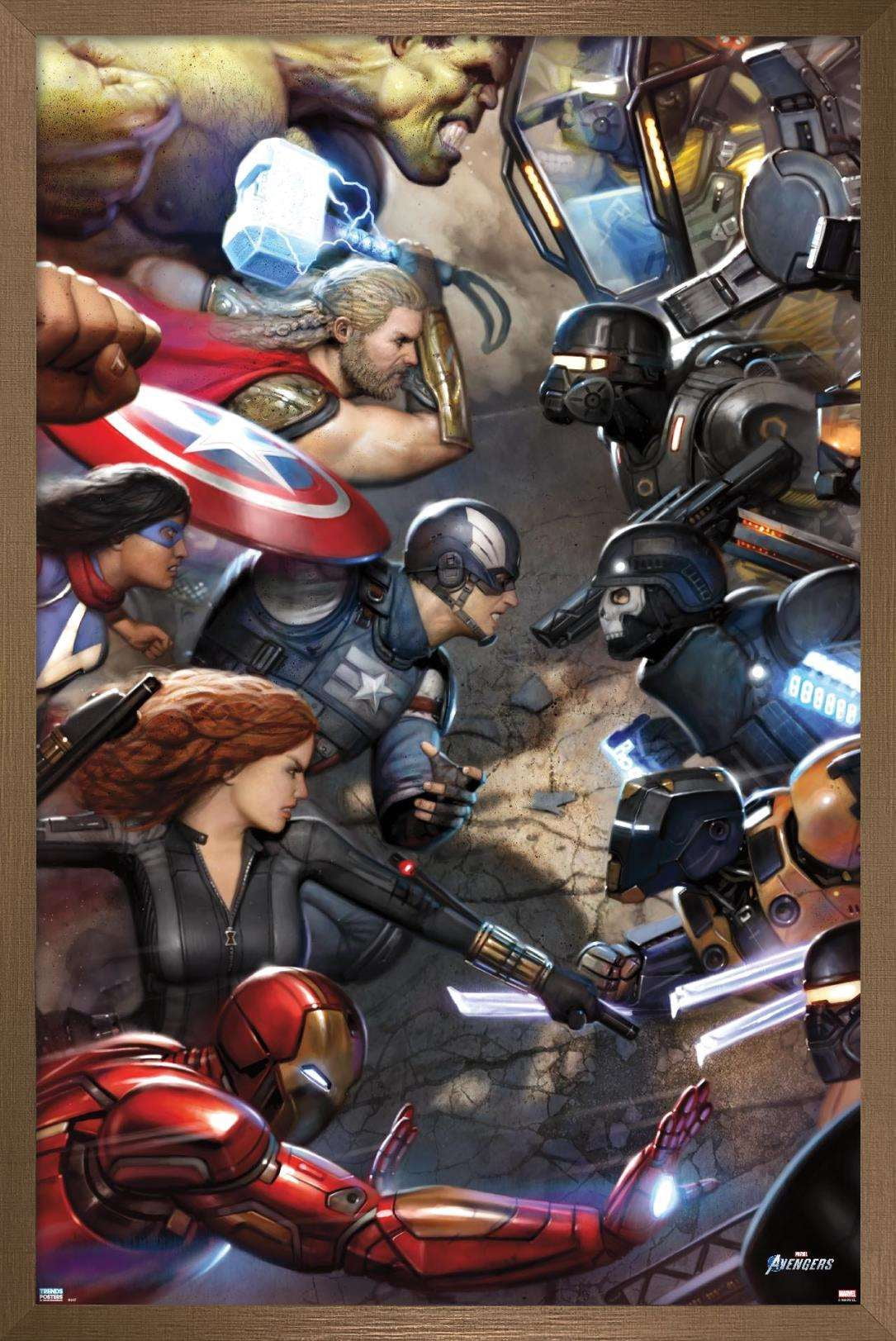 Marvel's Avengers - Face Off Wall Poster, 22.375" x 34", Framed