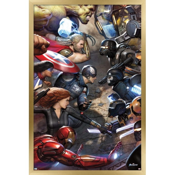 Marvel's Avengers - Face Off Wall Poster, 22.375" x 34", Framed