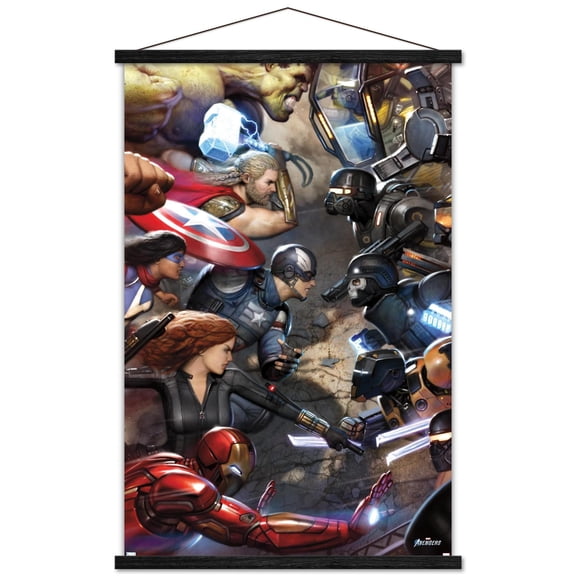 Marvel's Avengers - Face Off Wall Poster with Wooden Magnetic Frame, 22.375" x 34"