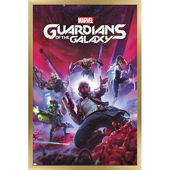 Marvel's Guardians of the Galaxy Video Game - Key Art Wall Poster, 14.725" x 22.375", Framed