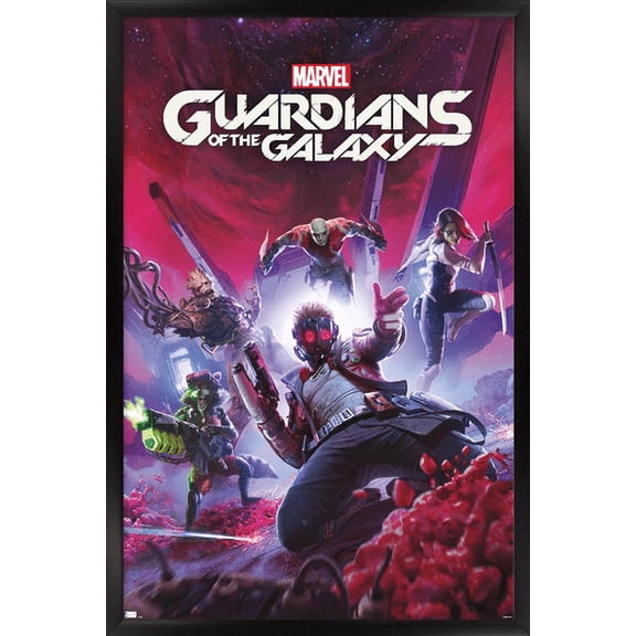 Marvel's Guardians of the Galaxy Video Game - Key Art Wall Poster, 22.375" x 34", Framed