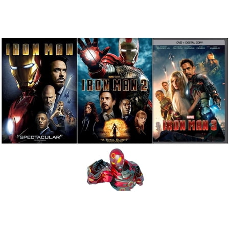 Marvel's Iron Man One 1 Two 2 Three 3 Complete 3 DVD Movie Set Includes Iron Man Decal