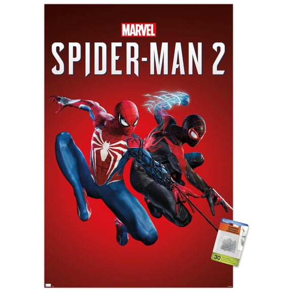 Marvel Spider-Man 2 (2023) - Key Art Wall Poster with Push Pins, 22.375" x 34"