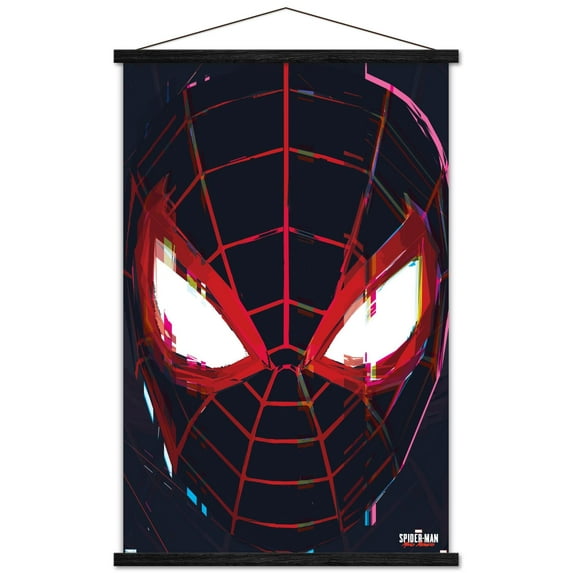 Marvel's Spider-Man: Miles Morales - Face Wall Poster with Wooden Magnetic Frame, 22.375" x 34"