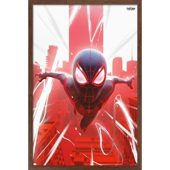 Marvel's Spider-Man: Miles Morales - Falling Wall Poster, 22.375" x 34", Framed