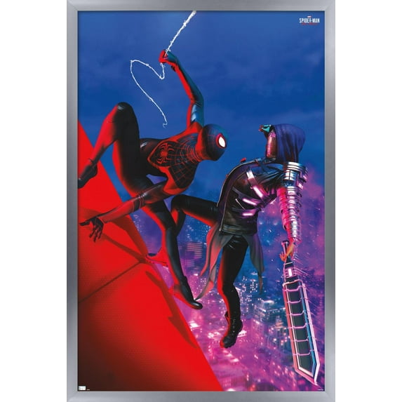 Marvel's Spider-Man: Miles Morales - Fight Wall Poster, 14.725" x 22.375", Framed