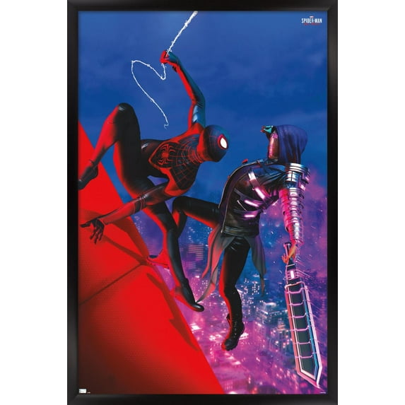 Marvel's Spider-Man: Miles Morales - Fight Wall Poster, 22.375" x 34", Framed